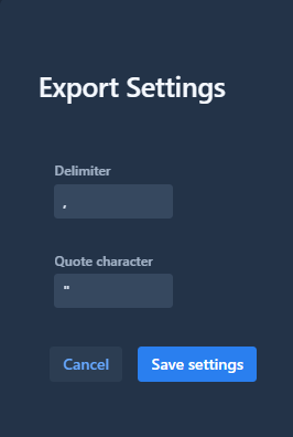 monitoring export settings